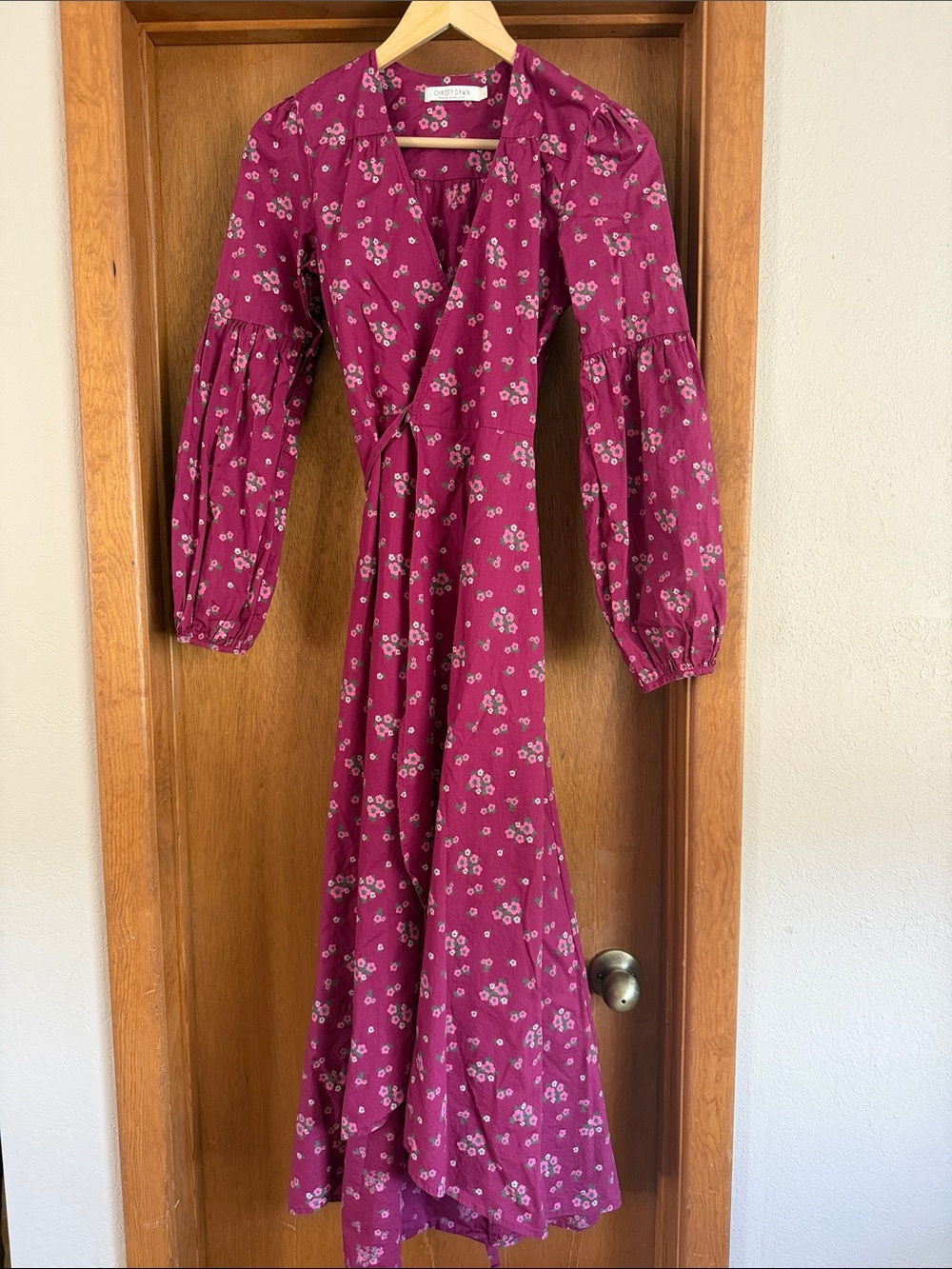 Christy Dawn Bergen Wrap Maxi Dress in Raspberry Floral